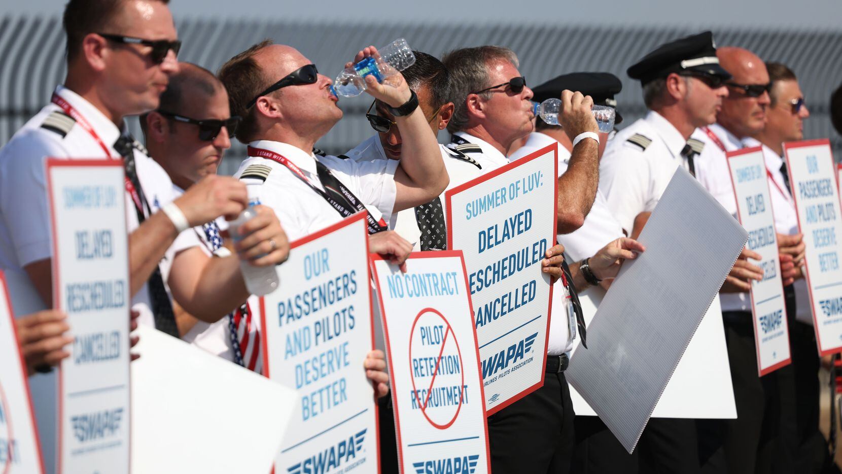 Southwest Airlines pilots picketed for better work conditions in June outside Dallas Love...