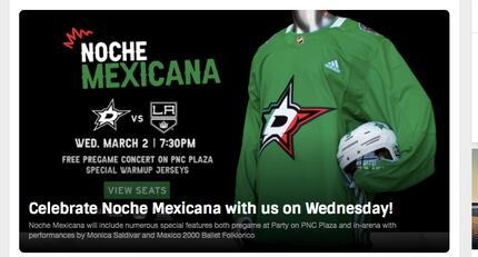 El jersey con los colores de la bandera mexicana que el equipo de los Dallas Stars utilizará...