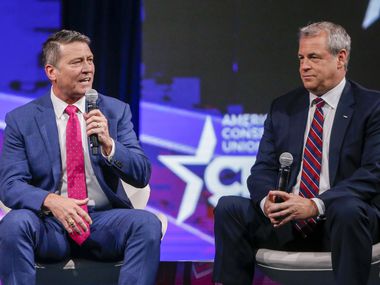 Rep.  Ronny Jackson, R-Texas, addresses a panel at the Conservative Political Action Conference on Saturday, July 10, 2021 in Dallas.  (Elias Valverde II / The Dallas Morning News)