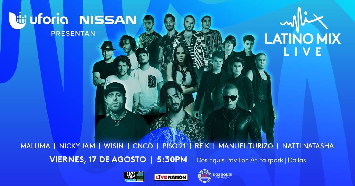 Latino Mix Live presenta en Dallas a Maluma, Nicky Jam, Wisin, CNCO, Reik, Manuel Turizo y Piso 21