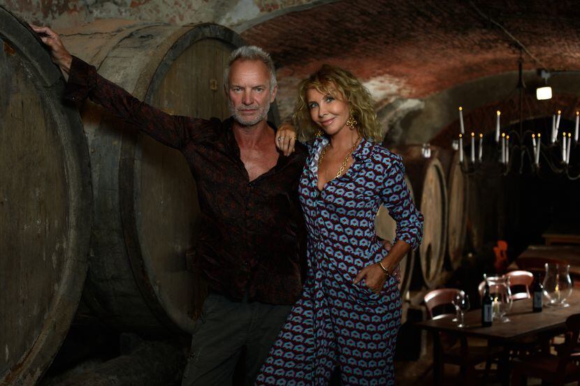 Sting and Trudie Styler in the wine cellar at Tenuta Il Palagio in Tuscany