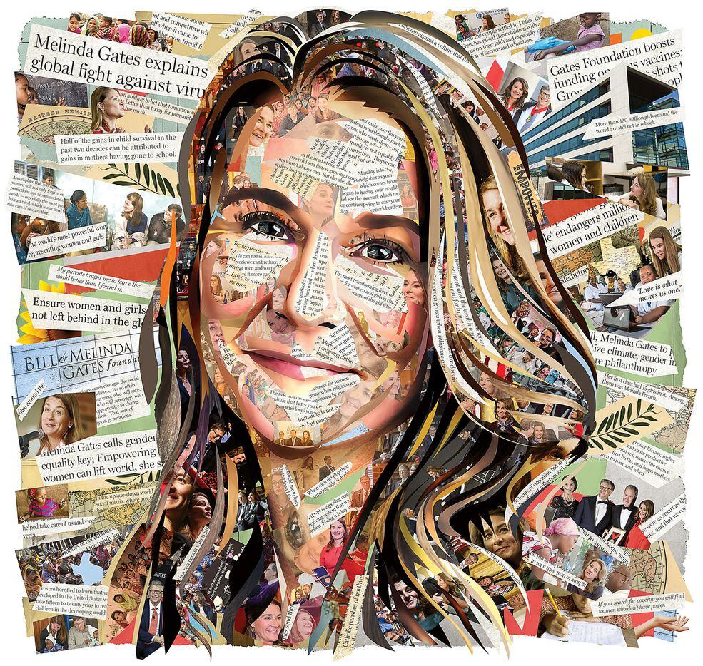 Portrait Illustration of Melinda Gates.  Michael Houge/The Dallas Morning News