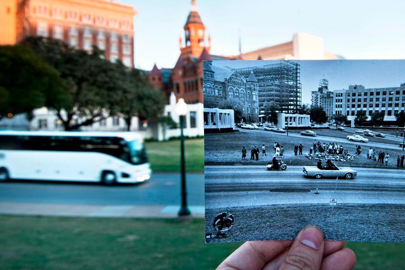 Una foto compara Dealey Plaza con el presente. La muerte de JFK sigue en el imaginario...