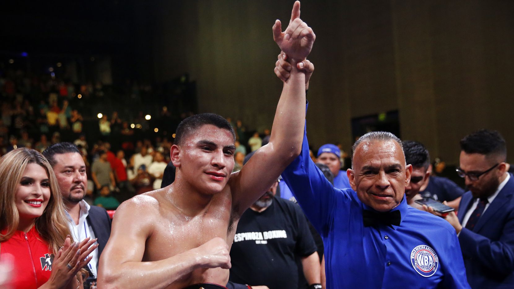 Vergil Ortiz Jr., a Grand Prairie native, is announced the winner after his sixth round...