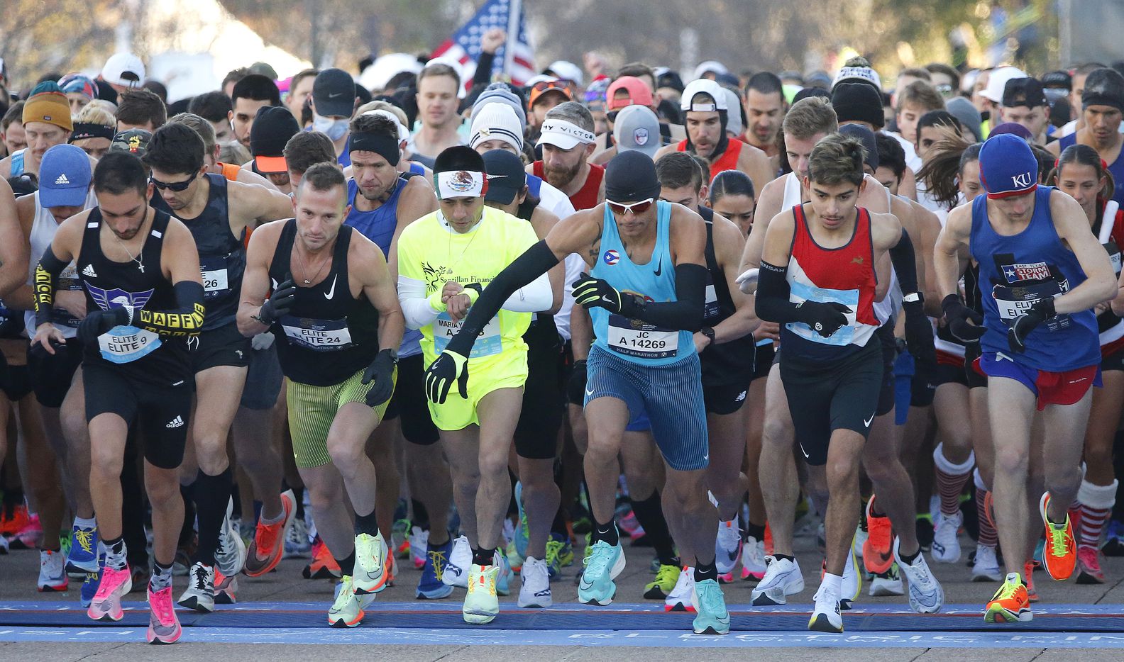 The Elite division takes off from the starting line as the Dallas Marathon returned  on...