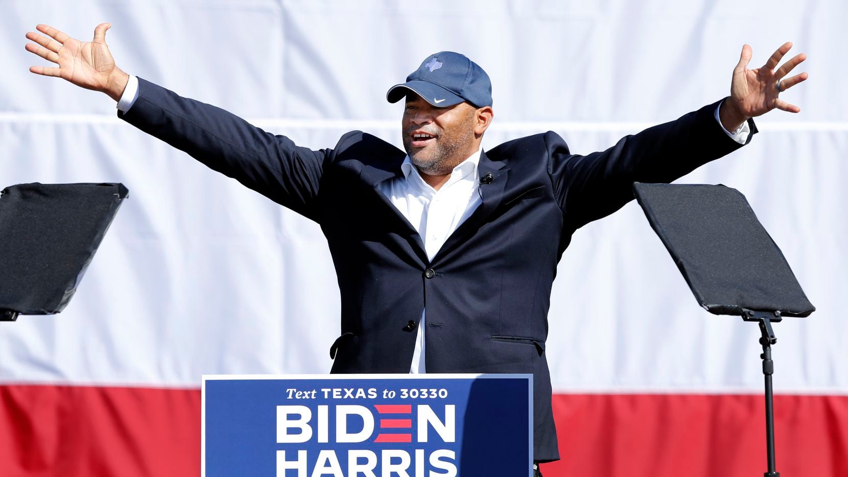 United States Representative Marc Veasey of Fort Worth speaks before Jill Biden made a...