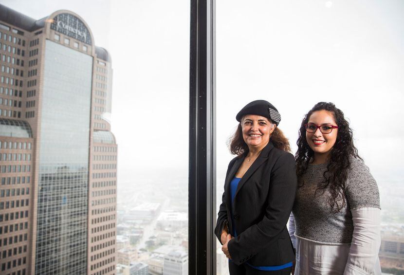 Dallas-Area Interfaith organizer Socorro Perales (left) and Lily Rodriguez on Thursday, Nov....