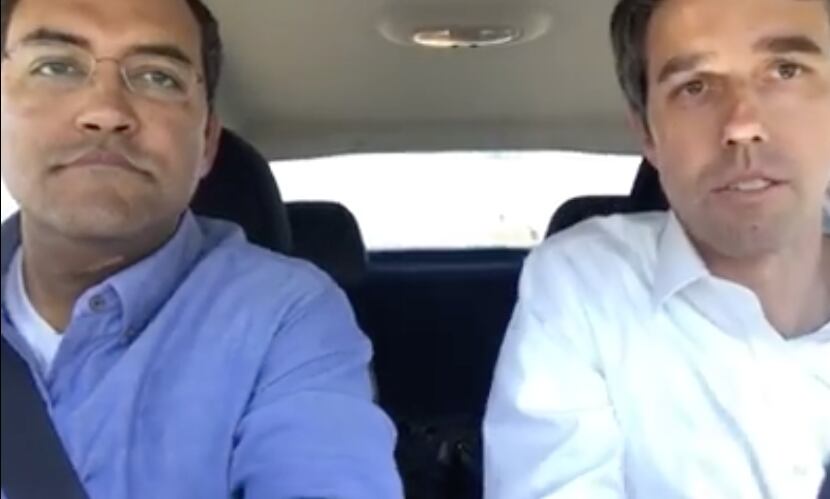 Los representantes Will Hurd y  Beto O’Rourke transmiten su viaje desde San Antonio hasta...