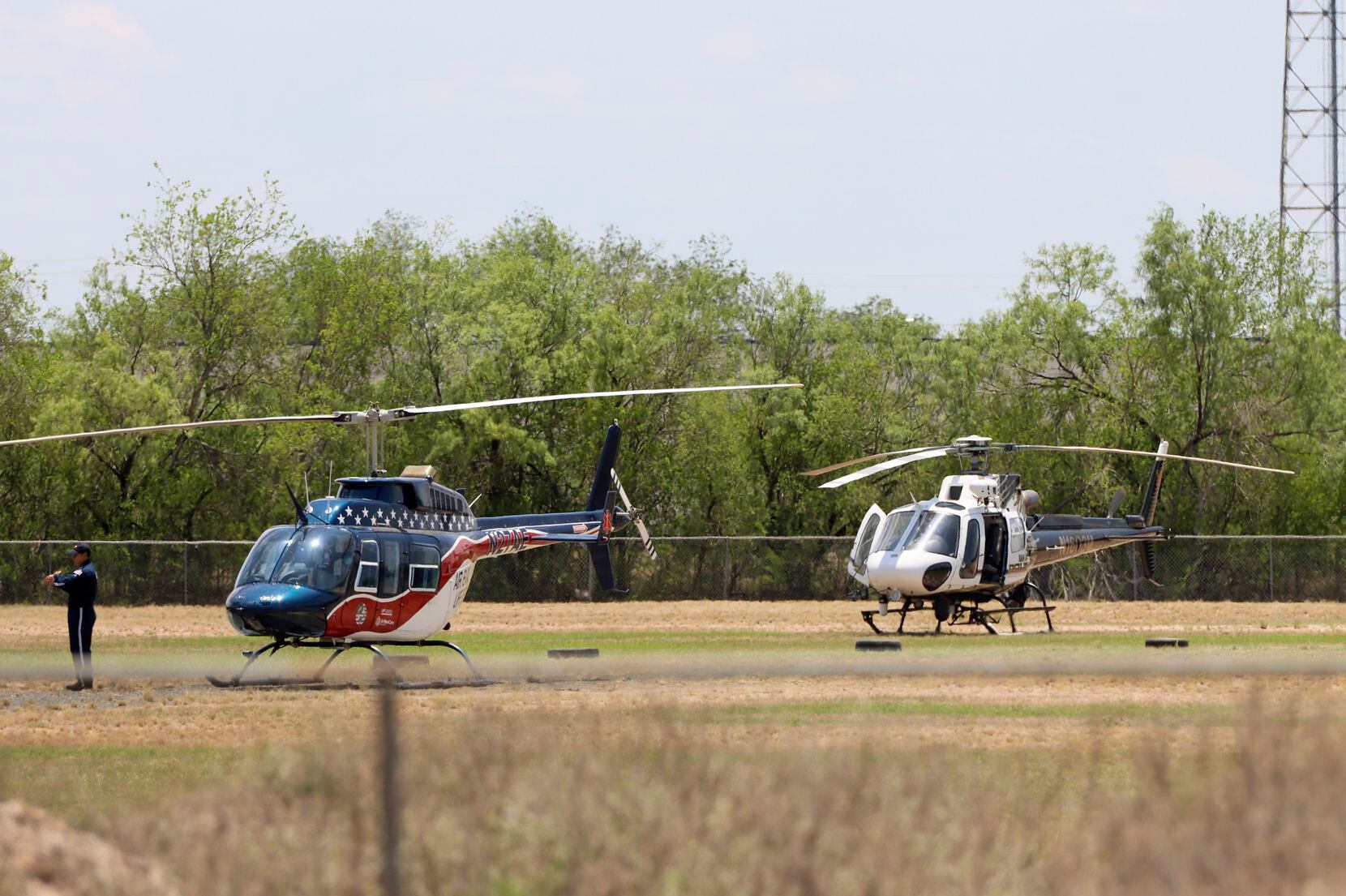 Emergency response helicopters are seen in a photo by Pete Luna, General manager, Uvalde...