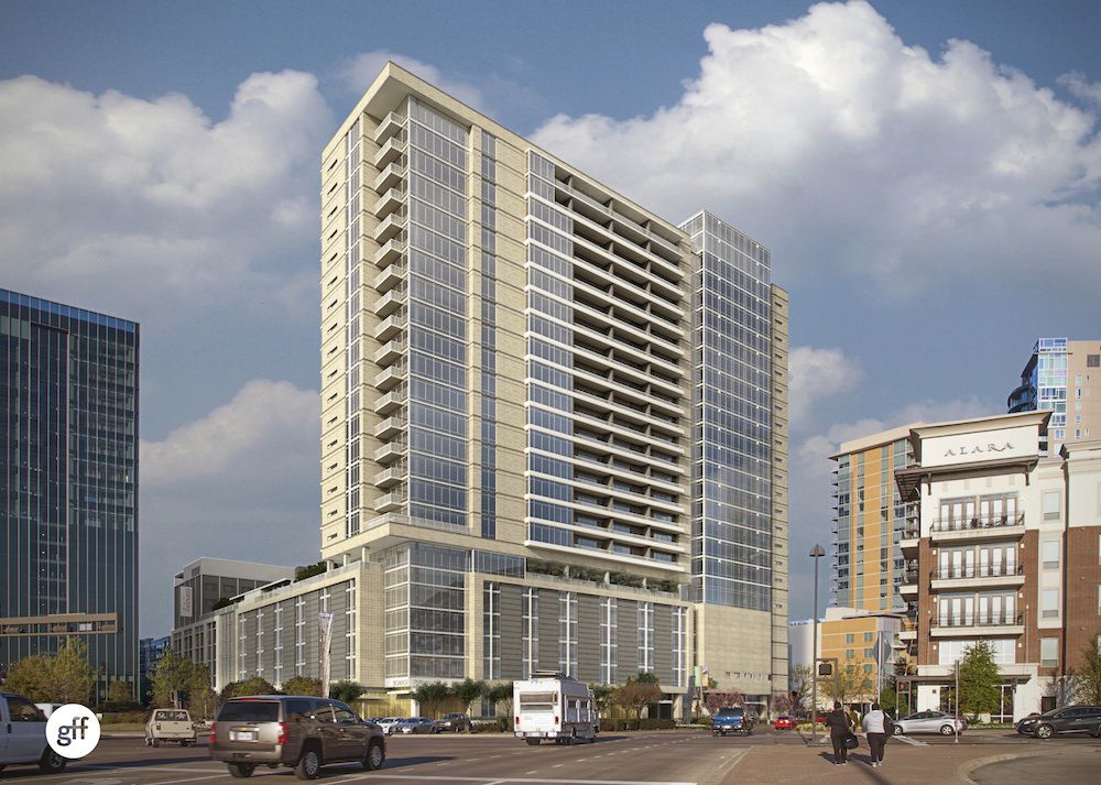  The 23-story Cityplace tower will include 389 apartments and a 150-room hotel. (Forest City)
