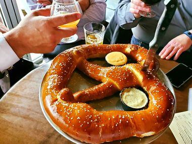 The Barbarian Pretzel is Beerhead's signature food item and it serves four. (Beerhead Bar & Eatery)