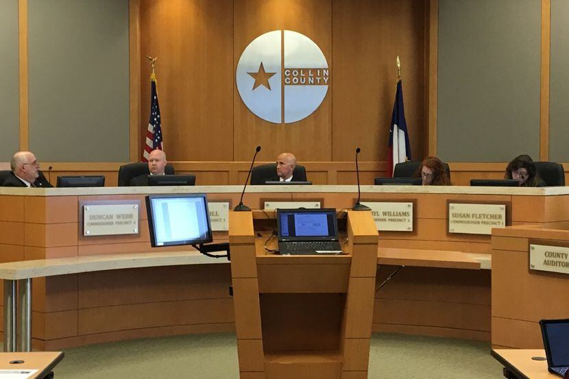 Collin County Judge Keith Self (center) and other members of the Commissioners Court met in...