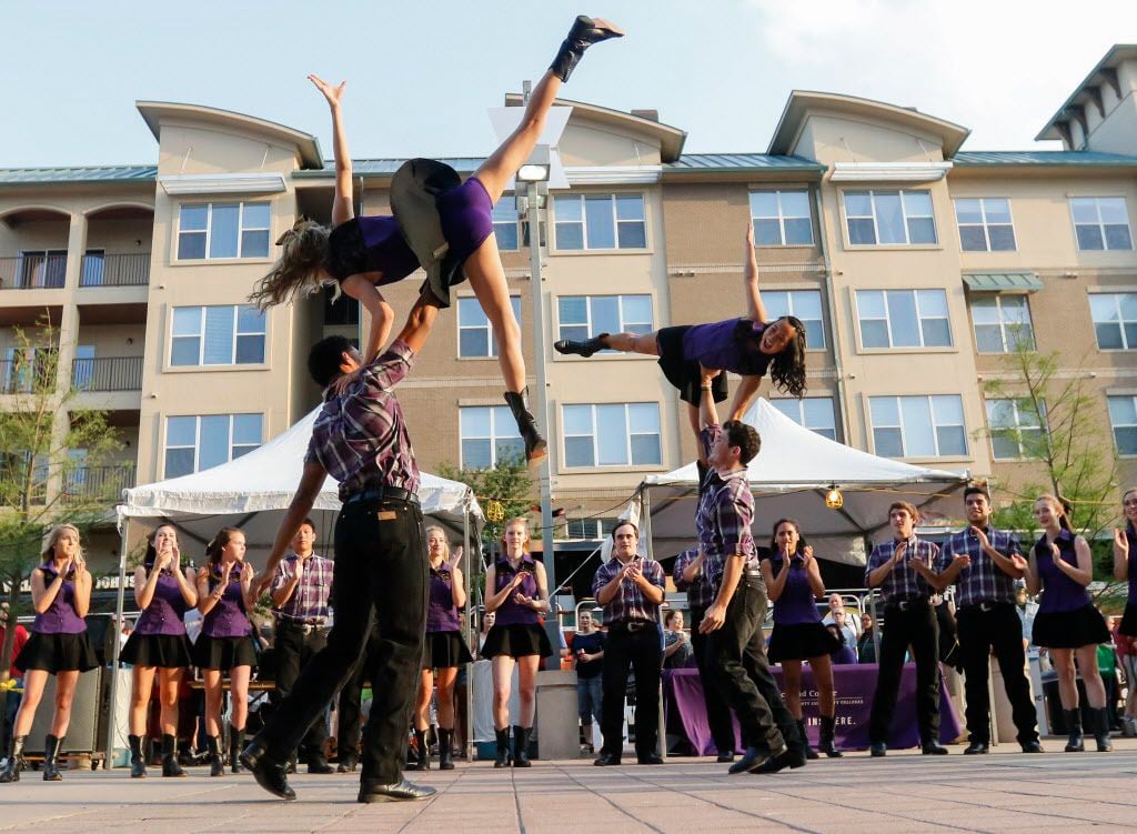 The Richardson High School Desperados dance team completes a routine on Performance Row at...
