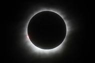 This March 9, 2016, photo shows a total solar eclipse in Belitung, Indonesia. A total solar...
