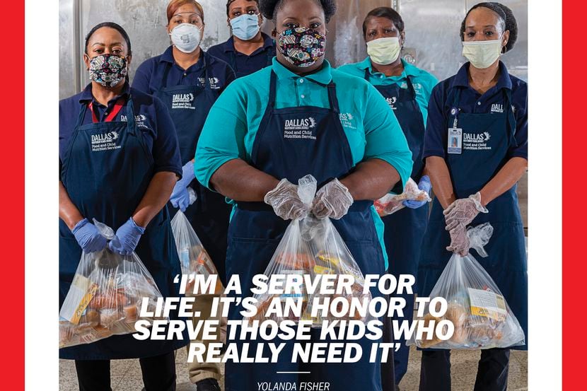 Six food service employees at Dallas’ T.W. Browne Middle School made the cover of this...