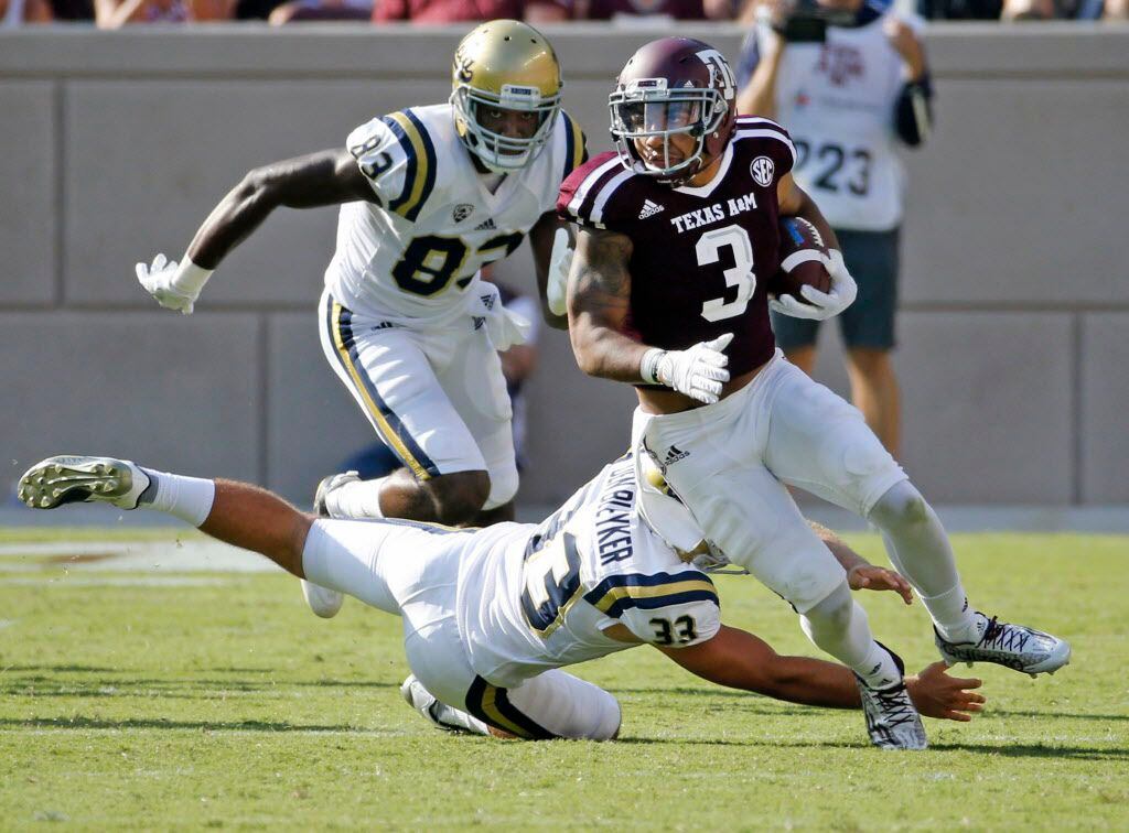Texas A&M Aggies wide receiver Christian Kirk (3) is pictured during the UCLA Bruins vs. the Texas A&M Aggies NCAA football game at Kyle Field in College Station, Texas on Saturday, September 3, 2016. (Louis DeLuca/The Dallas Morning News)