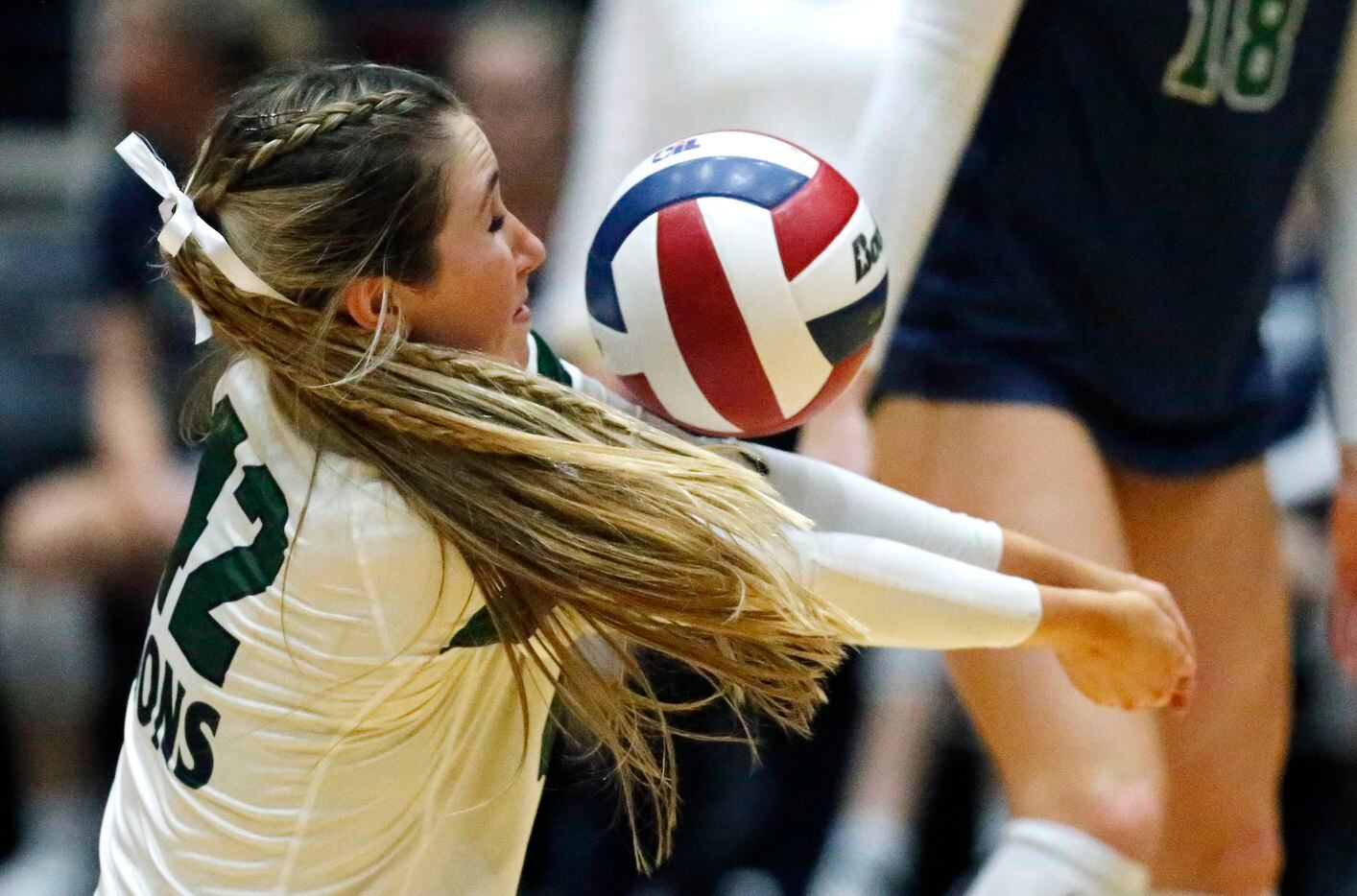 Reedy High School liber Kristin Smith (12) makes a pass during game three as Colleyville...