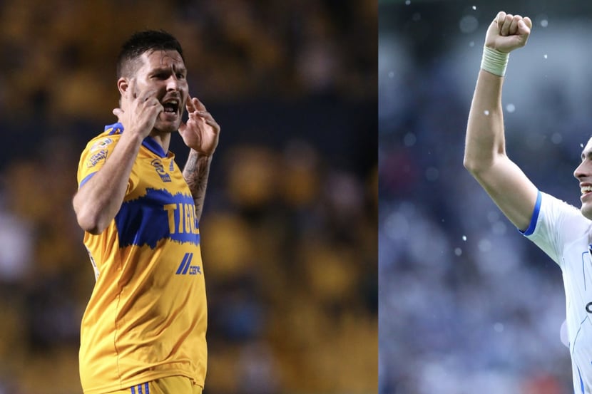 El duelo entre los goleadores de Tigres y Monterrey, André-Pierre Gignac (izq) y Rogelio...