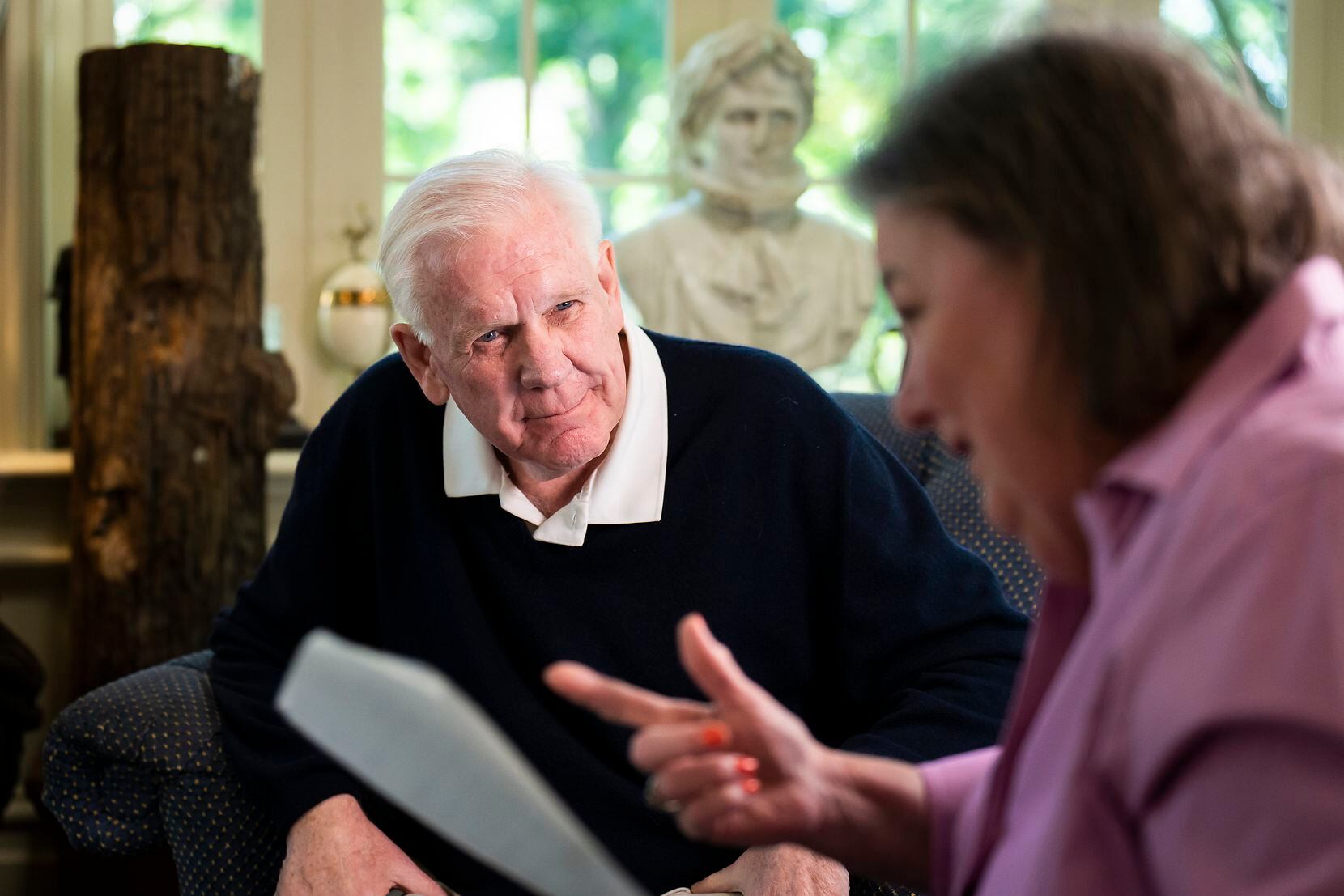 Harlan Crow sits for an interview with Cheryl Hall of The Dallas Morning News at his home on...