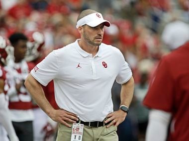 NORMAN, OK - SEPTEMBER 28: Defensive coordinator Alex Grinch observers warm ups before the game against the Texas Tech Red Raiders at Gaylord Family Oklahoma Memorial Stadium on September 28, 2019 in Norman, Oklahoma. The Sooners defeated the Red Raiders 55-16.