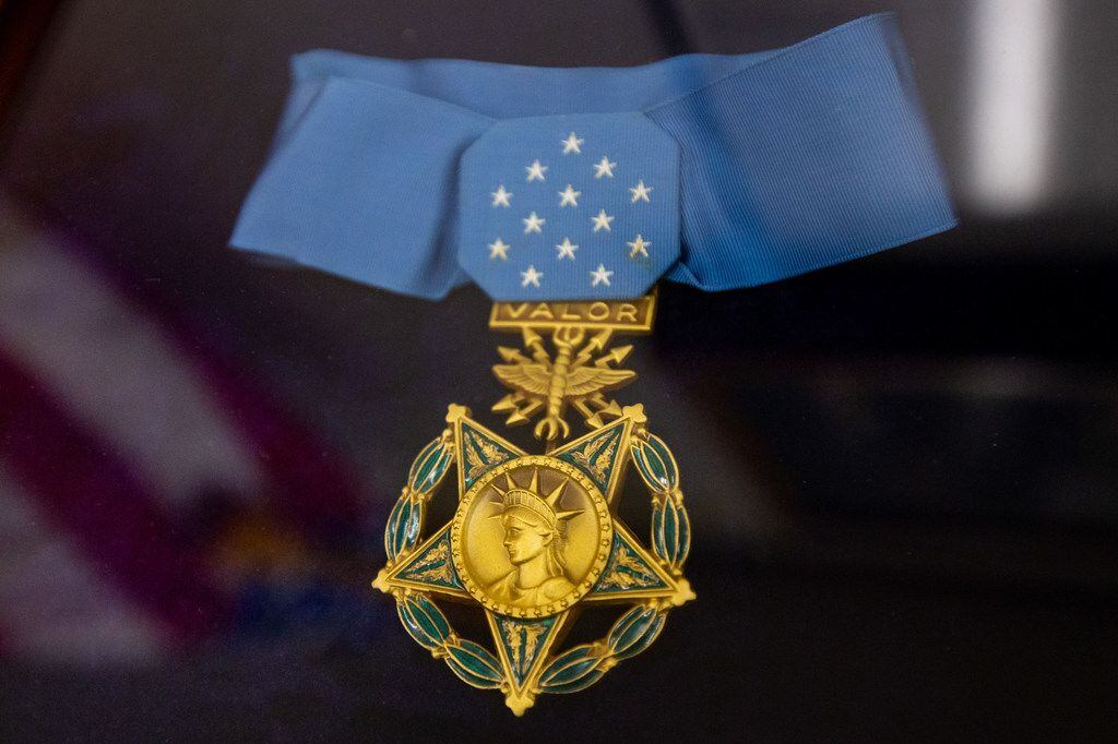 A Medal of Honor belonging to Arlington, Texas, native Neel Kearby is seen inside of...