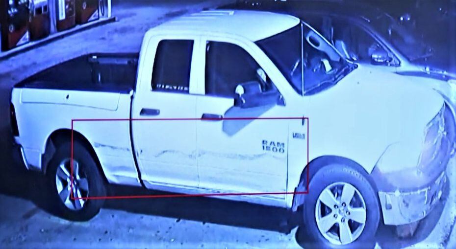 Garland police said this white Dodge Ram pickup was the getaway vehicle.
