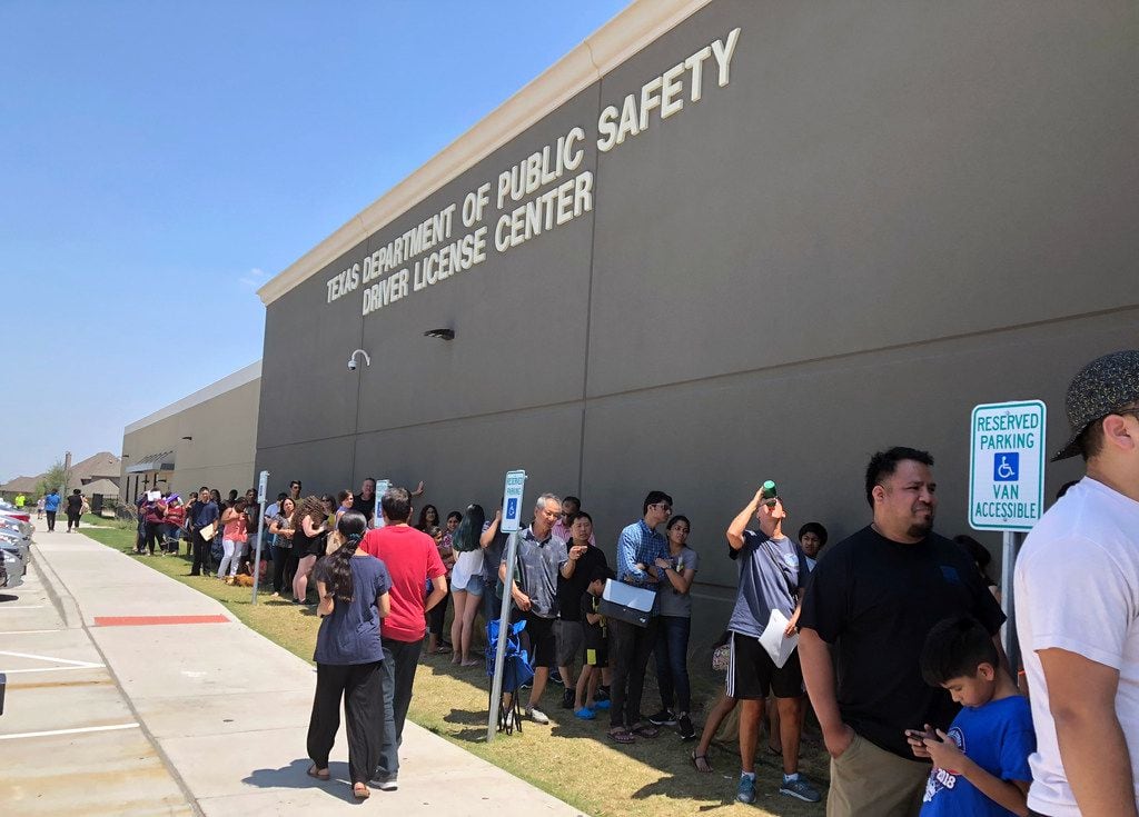 Long lines regularly form at the Texas Department of Public Safety Driver License Mega...