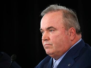 Dallas Cowboys new head coach Mike McCarthy during a press conference announcing his position in the Ford Center at The Star in Frisco, on Wednesday, January 8, 2020.