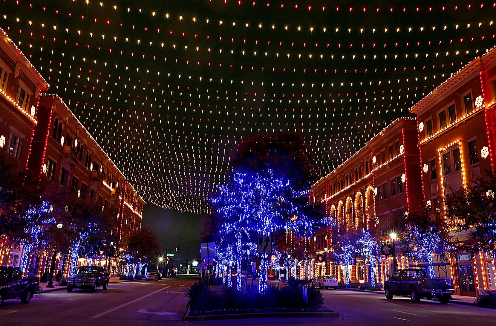 Jeff Trykoski is the mastermind behind the annual holiday light show at Frisco Square which is synchronized to music. He tested the system on Monday night, Nov. 25, 2013.