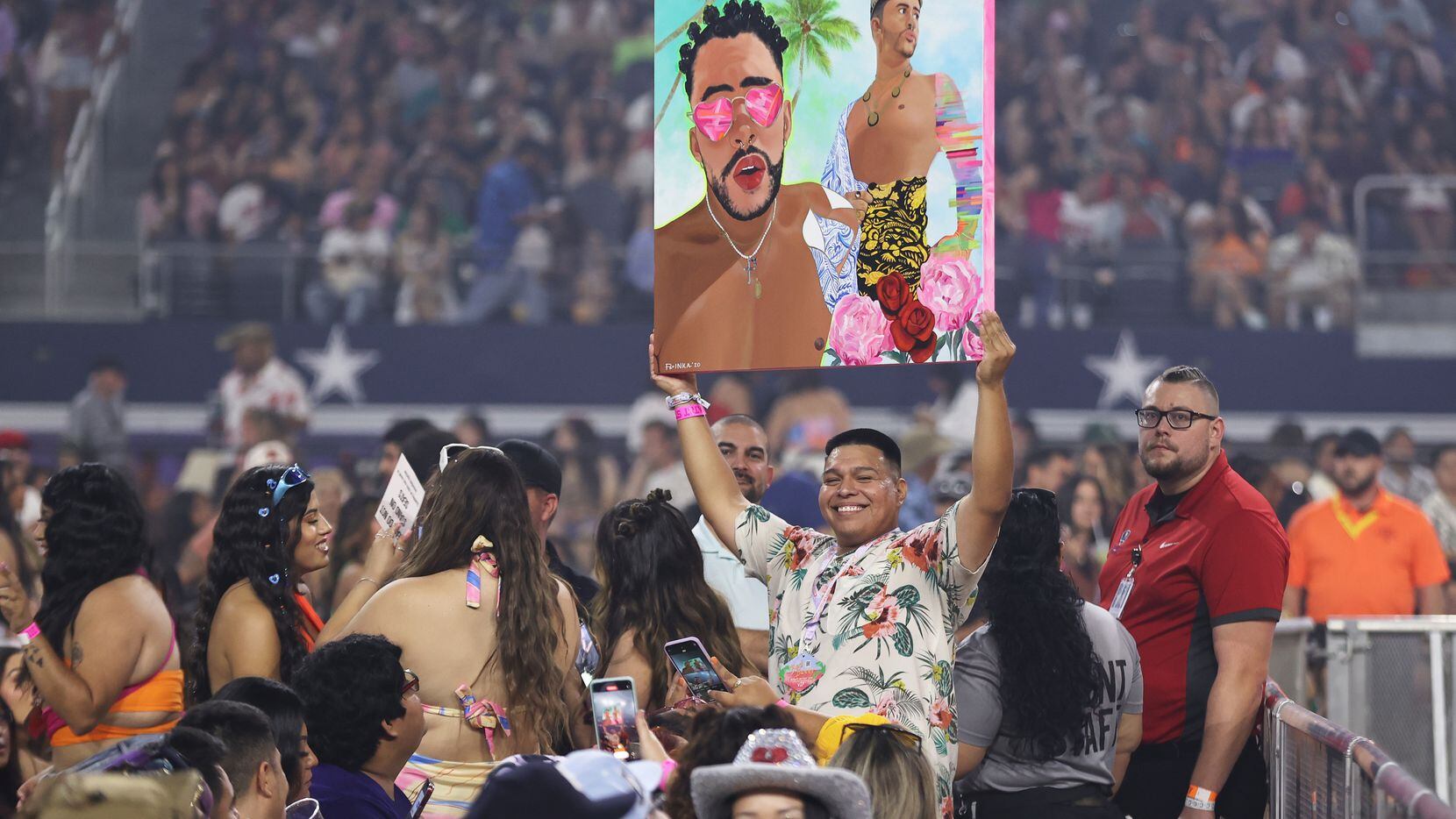 Fans of Bad Bunny attend the World’s Hotters Tour at AT&T Stadium in Arlington.