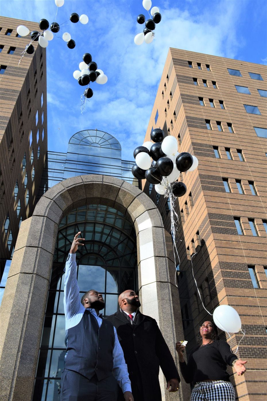 Sammie Anderson (right) recently organized a balloon launch to celebrate the exoneration of...