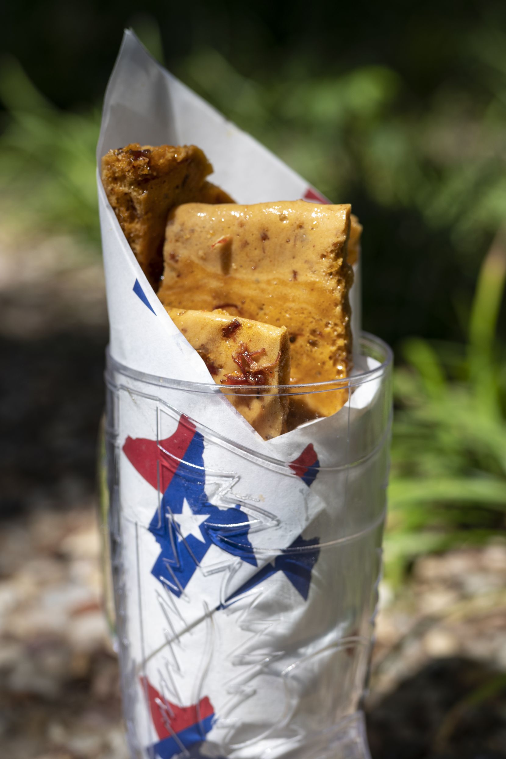 Here's a good thing about the Brisket Bristle: you can take home this cute plastic tumbler.
