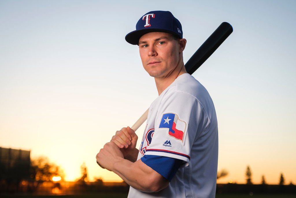 Texas Rangers outfielder Scott Heineman poses for a photograph during spring training photo...