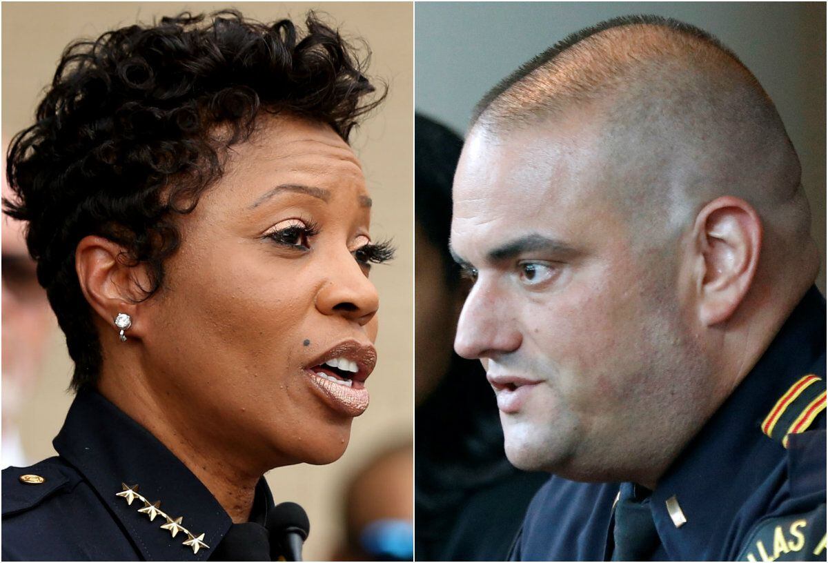 Dallas Police Chief U. Renee Hall and Dr. Alex Eastman, the department's chief medical officer