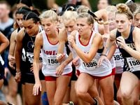 Lovejoy's Amy Morefield (1595), Kailey Littlefield (1592) and Sara Morefield (1596) start...