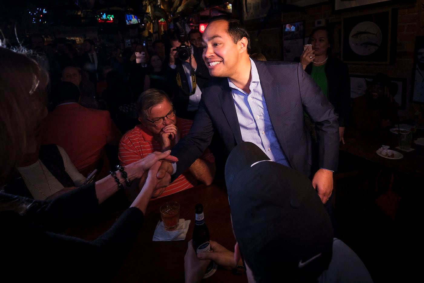 Presidential candidate Julian Castro arrives for a campaign event at St. Pete's Dancing...