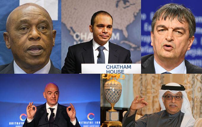 Los cinco candidatos a presidente de la FIFA. Fotos GETTY IMAGES
