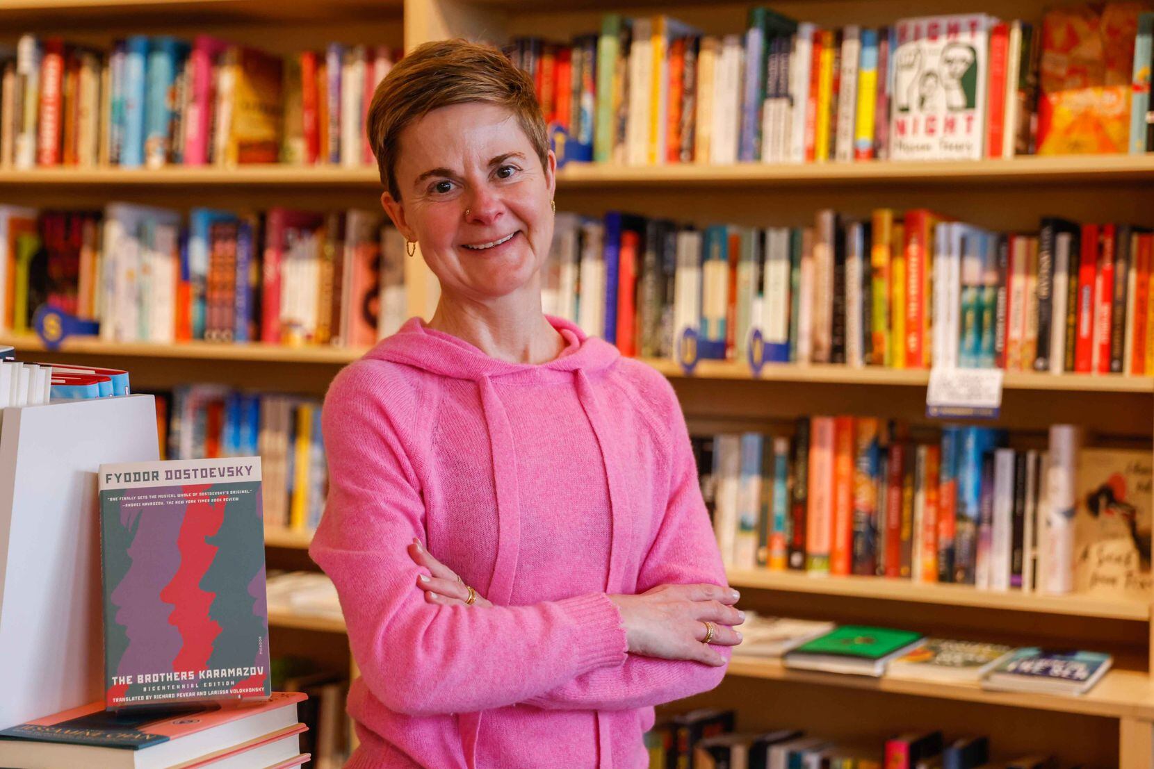 Lori Feathers, co-owner of Interabang Books, poses for a portrait at the bookstore in Dallas...