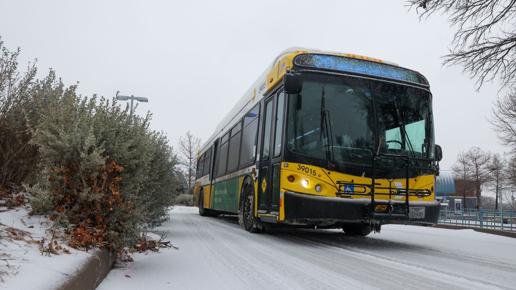 A Dallas Area Rapid Transit bus leaves the White Rock Station in Dallas on Tuesday, Jan. 31,...