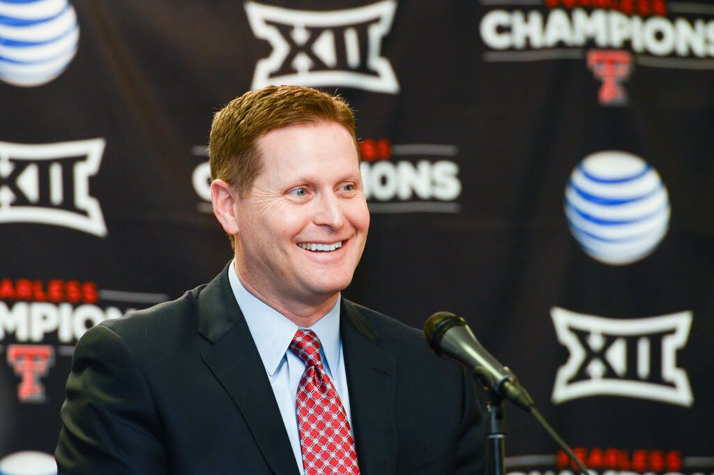 LUBBOCK, TX - JANUARY 16: Texas Tech Athletic Director Kirby Hocutt answers questions from...
