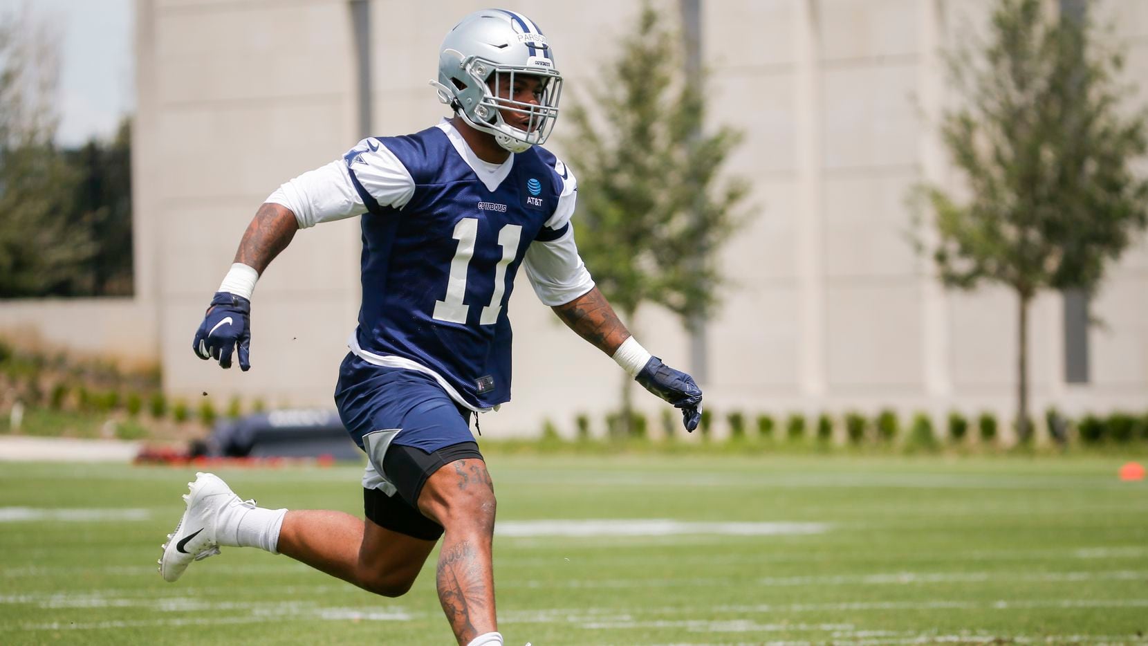 Dallas Cowboys linebacker Micah Parsons (11) runs drills during the Cowboys second OTA practice on Thursday, June 3, 2021, at the Star in Frisco.