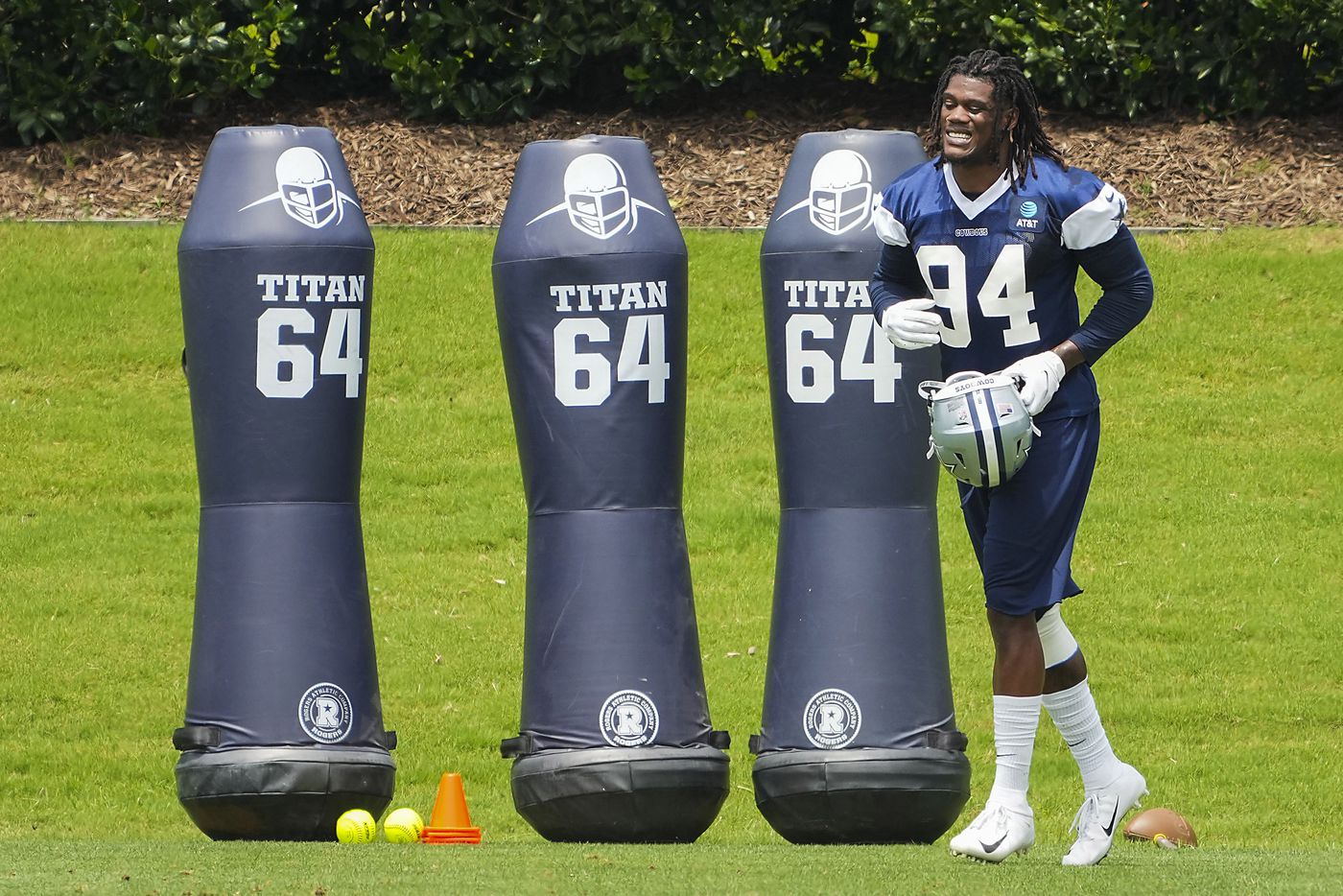 Dallas Cowboys defensive end Randy Gregory runs between drills during a minicamp practice at The Star on Tuesday, June 8, 2021, in Frisco. (Smiley N. Pool/The Dallas Morning News)