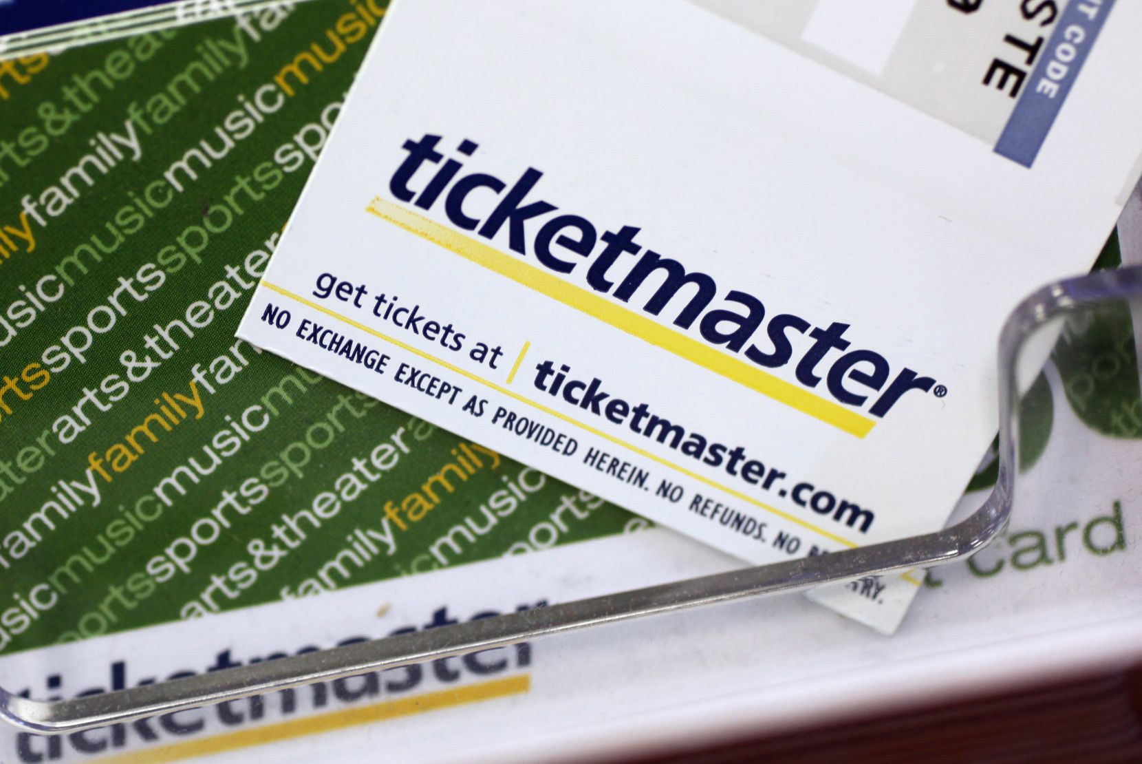 Ticketmaster tickets and gift cards are shown at a box office in San Jose, Calif., on May...
