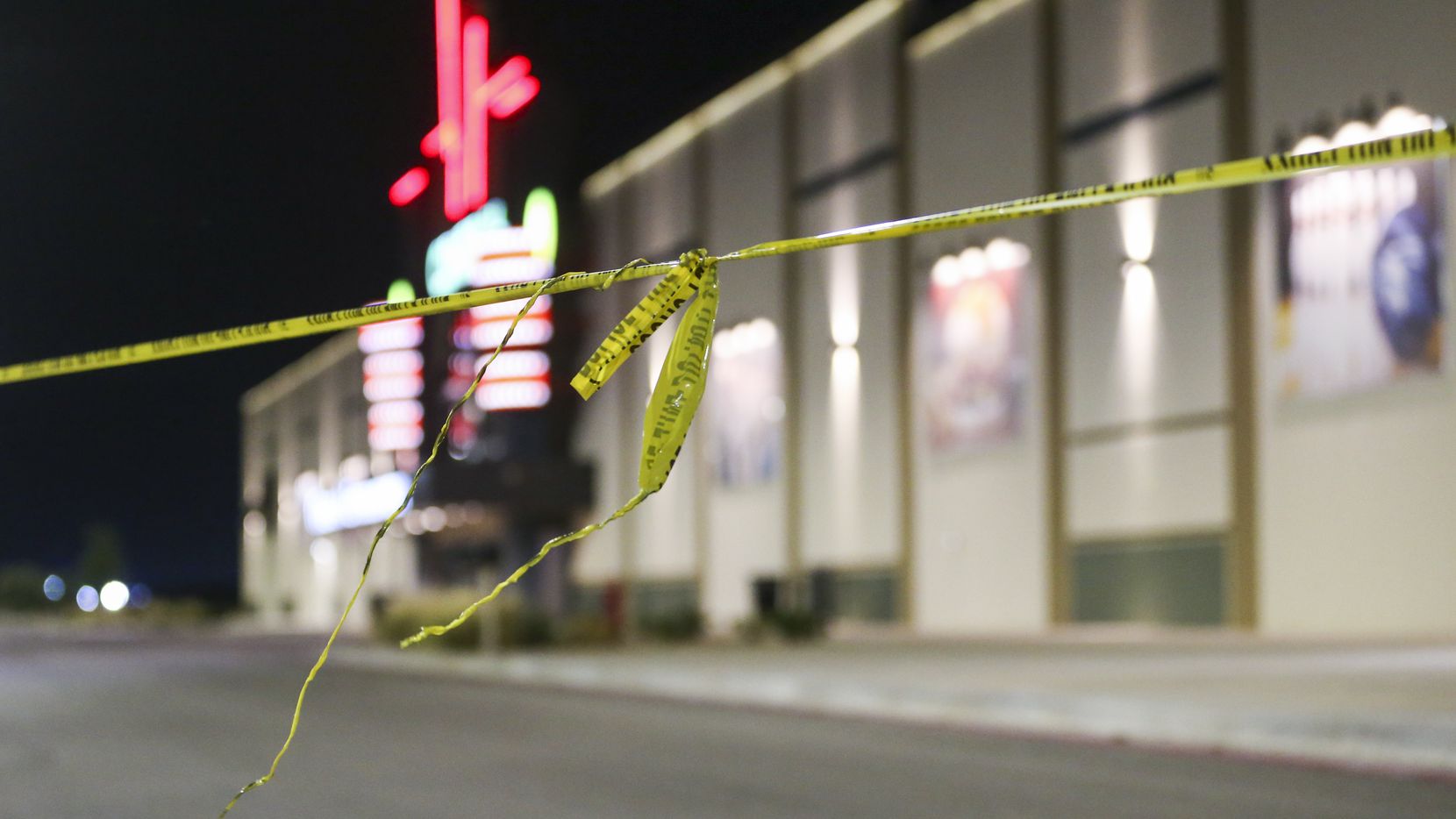 Police tape hung at a Cinergy movie theater Aug. 31, 2019, in Odessa following a mass shooting.