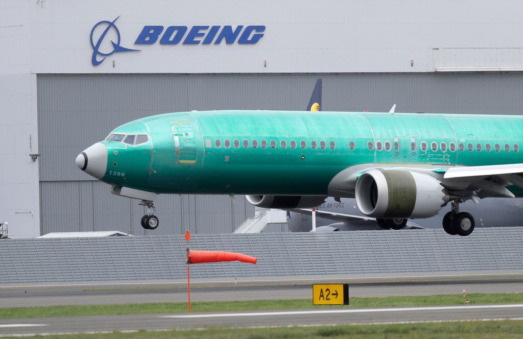 A Boeing 737 MAX 8 airplane being built for India-based Jet Airways lands following a test...