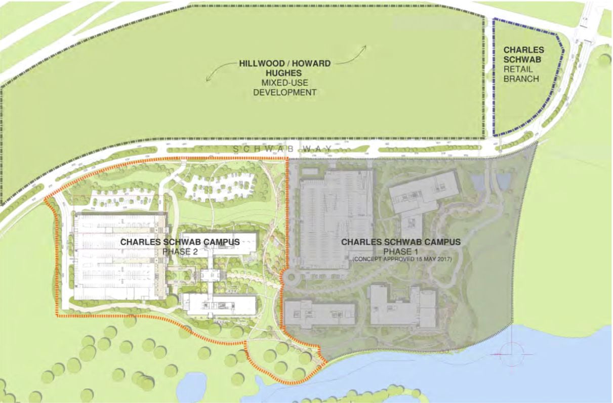 Plans filed with the town of Westlake show that Charles Schwab plans to double the size of...