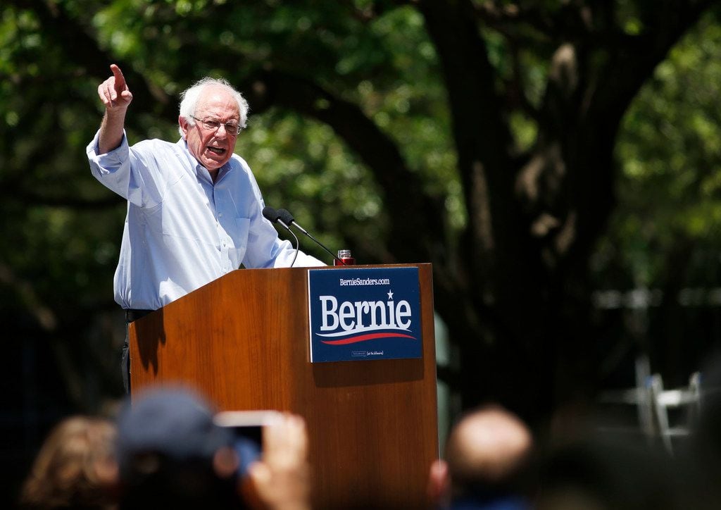 Democratic presidential candidate Sen. Bernie Sanders, I-Vt., speaks during a rally at Burnett Park in Fort Worth on Thursday, April 25, 2019.