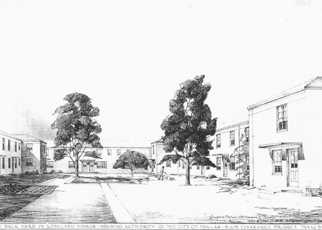 An architectural rendering of Roseland Homes was published in local newspapers before its...