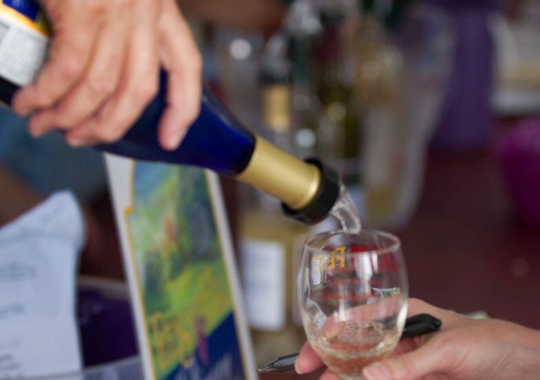 Wine is poured during GrapeFest.
