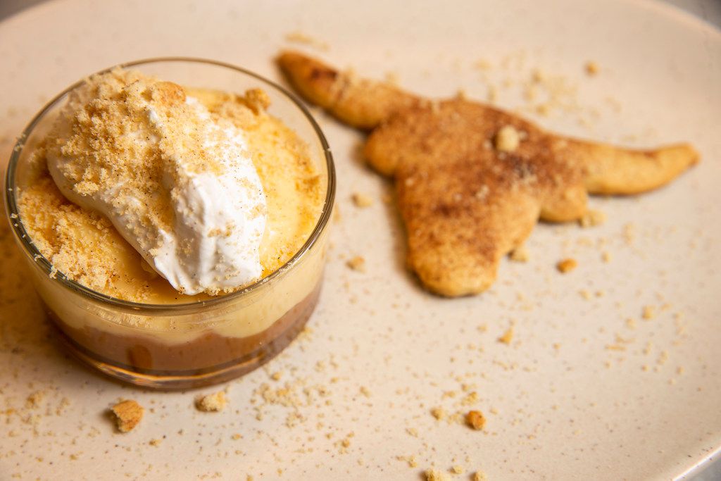 Chef Stephen Pyles's Shiner butterscotch pudding made the menu at Stampede 66 in Allen.